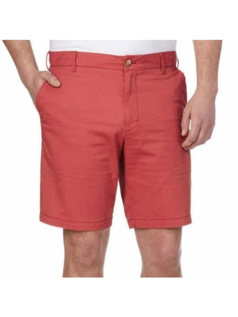 NWT Izod Men's 30 Saltwater Flat Front 9.5" Inseam Stretch Chino Shorts Red